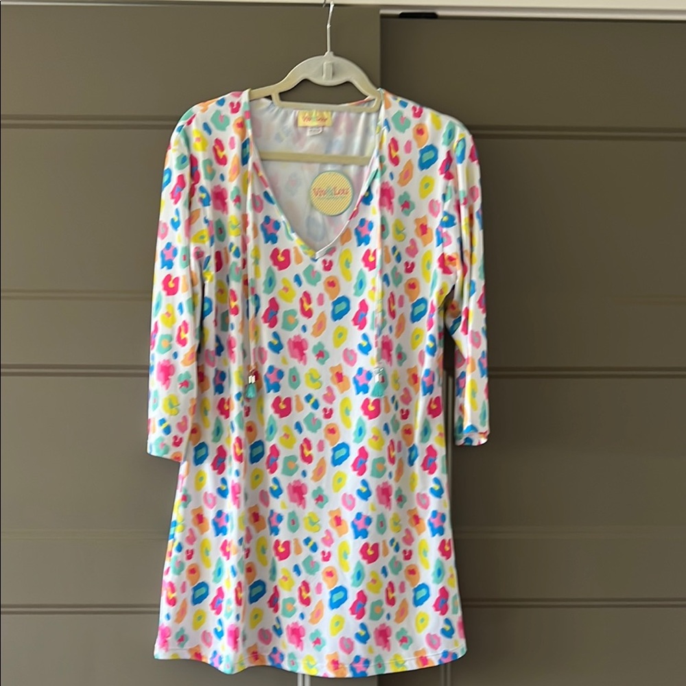 Colorful Leopard Print Swim Coverup